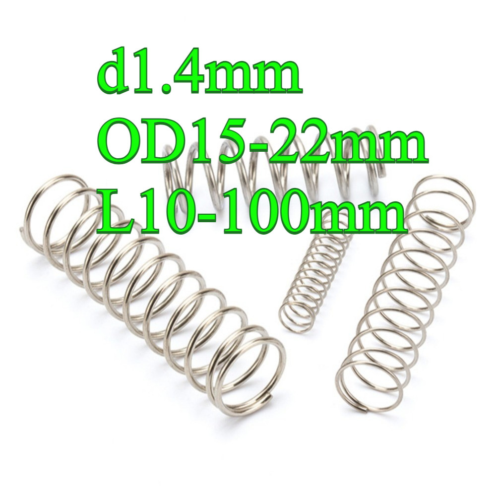 สปริงบีบอัด สปริงกลับ สแตนเลส 304 สปริงบีบอัด d1.4mm * OD15-22mm * L10-100mm (PW-JP-TH)