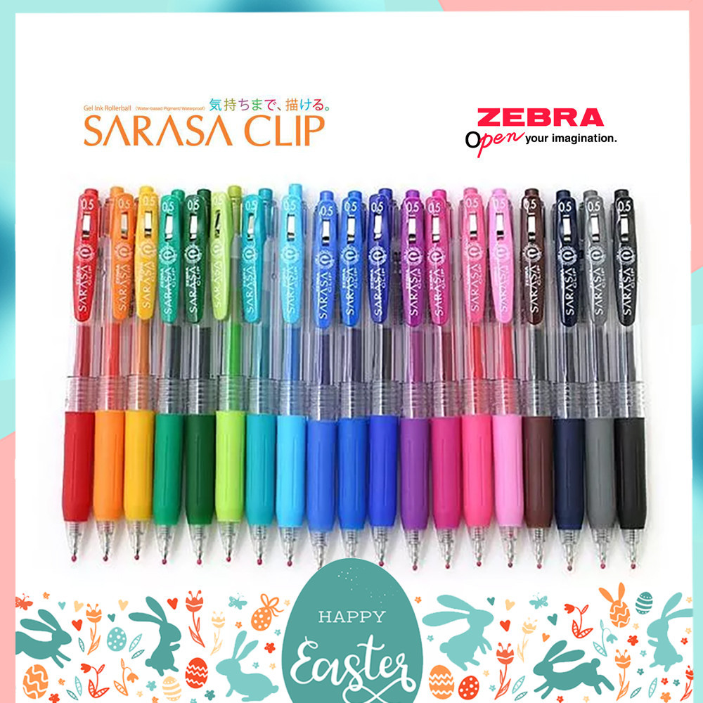 Sarasa Clip ปากกาเจล Zebra ขนาดหัว 0.5 MM สีมาตรฐาน ครบ 20 สี