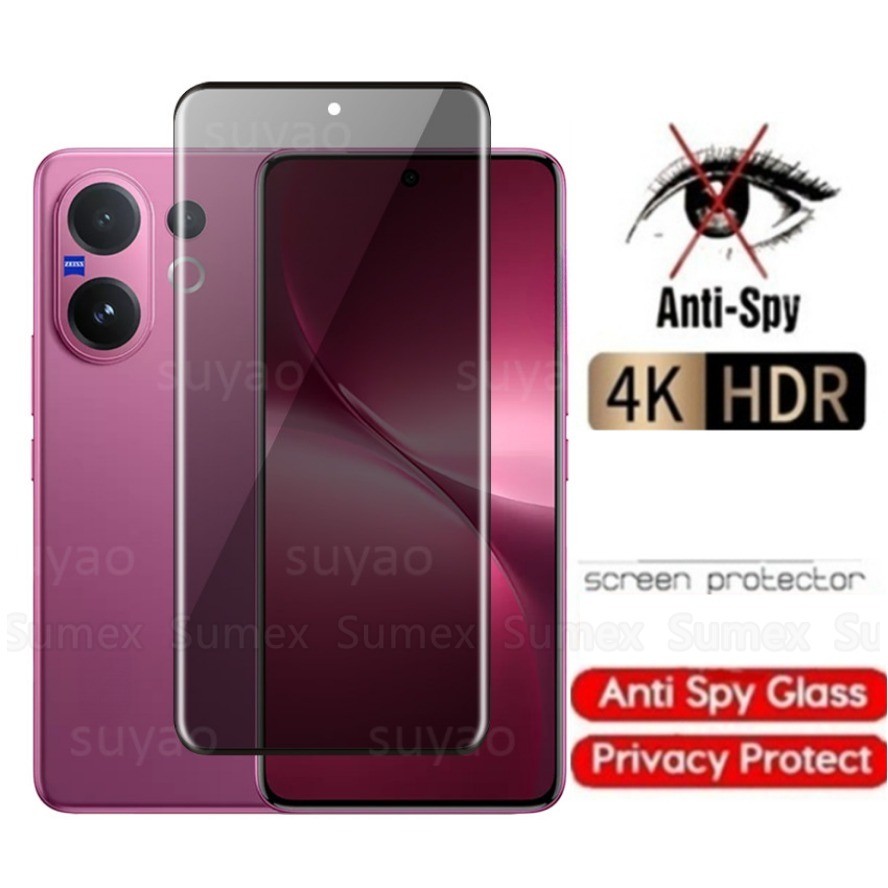 กระจกนิรภัยส่วนตัวสําหรับ Vivo V60 V2511 5G Anti-Spy ป้องกันหน้าจอคลุมทั้งหมด Anti Peek ความเป็นส่วน