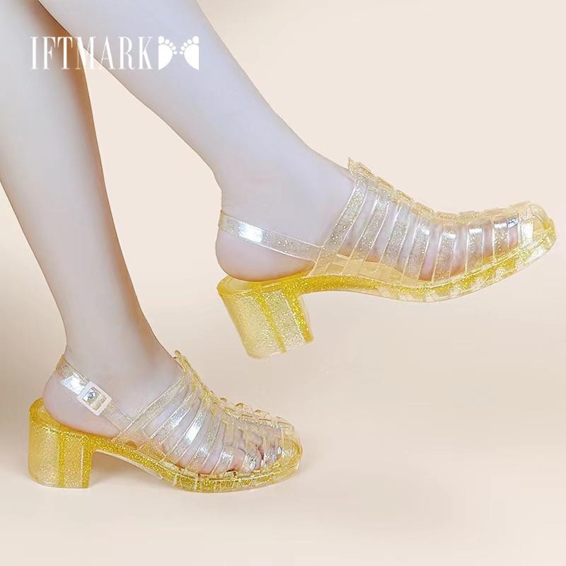 IFTMARK รองเท้าผู้หญิง รองเท้าแตะรัดส้น เสริมส้นสูง ส้นตึก ใส่สบายไม่กัดเท้า (รัดส้นลิซ่า)[ส่งเร็วพิเศษ]