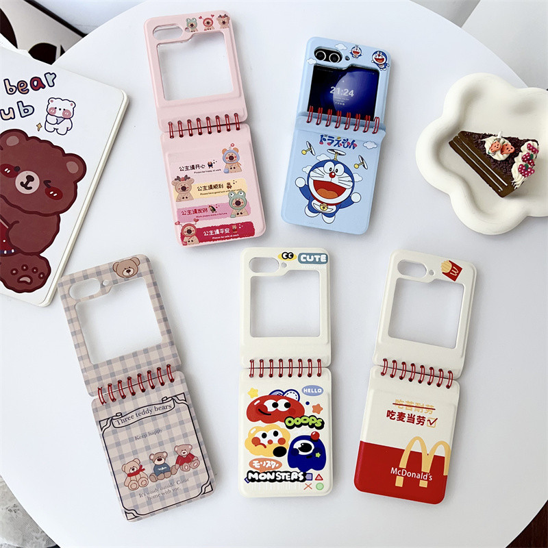 SAMSUNG การ์ตูนโดราเอมอนเคสโทรศัพท์สําหรับSamsung Galaxy Z Flip 7 3 4 5 6 Z Flip6 ZFlip 6 ZFlip6 โน้ตบุ๊คกันกระแทก
