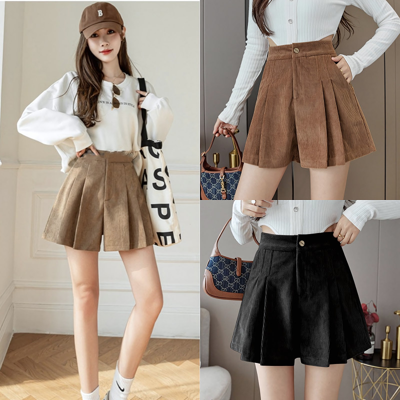 พร้อมส่ง  กางเกงลูกฟูก  กางเกงขาสั้น งานเนื้อผ้าดี สีคลุมโทนมินิมอล