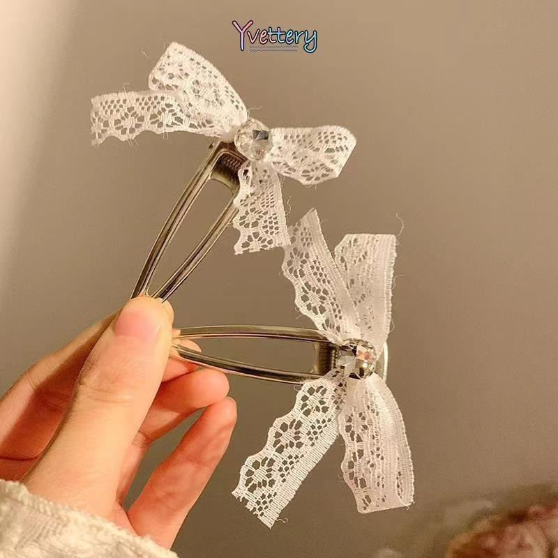 ร้านค้าไทย🌸คลิปหนีบผมลูกไม้สีขาว Super Fairy สำหรับสุภาพสตรีคลิปปากเป็ดปลายสูง.yvettery.th