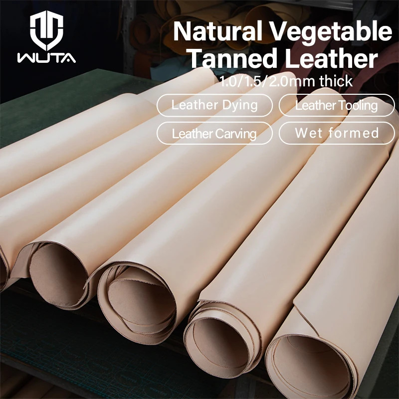 Wuta Full Grain ผักธรรมชาติฟอก Cowhide DIY Pre-cut Vachetta หนังแท้หัตถกรรมวัสดุ Handmade กระเป๋ากระเป๋าสตางค์