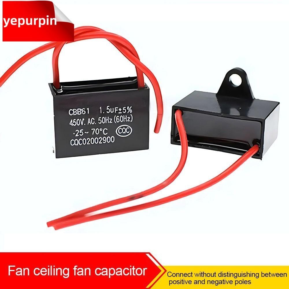 Yepurpurpin Capacitor, CBB61 พัดลมเพดานไอเสียเริ่ม Capacitor, ทนทาน 1/1.2/1.5/2/2.5/3/3.5/4/5/6UF 45