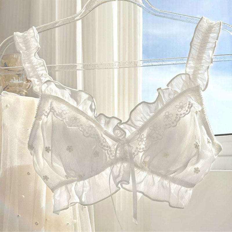 ญี่ปุ่นหวานลูกไม้สาวระบายอากาศชุดชั้นในบางเฉียบน่ารักโบว์สะดวกสบายไม่มีกรอบหลังฟรีรวบรวมชุดชั้นใน