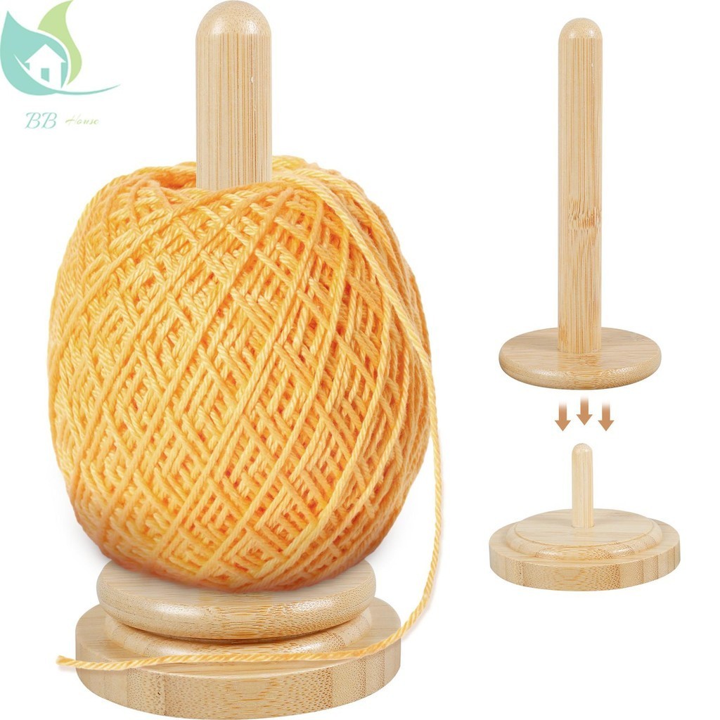 3/2/1pcs ไม้ผู้ถือเส้นด้ายหมุนได้ไม้ไผ่เส้นด้าย Skein Spinner Revolving Yarn Ball Stand Smooth Yarn Ball Holder Dispenser SHOPQJC7859