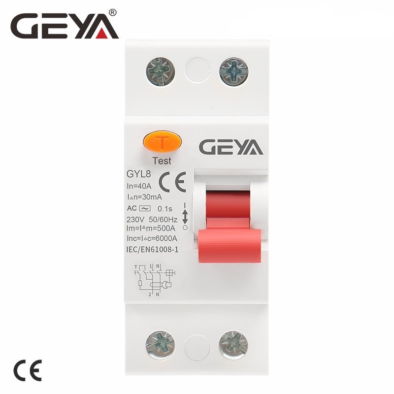 ✭GEYA GYL8 AC Type Electromagnetic 1P N RCD ELCB RCCB Din Rail Circuit Breaker  25A 40A 63A with CE