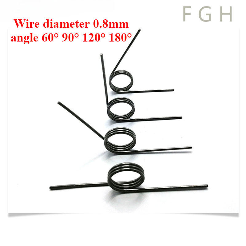 FGHVX-1 สปริงทอร์ชั่นเกลียวรูปตัว V เส้นผ่านศูนย์กลางลวด 0.8 มม. มุม 60° 90° 120° 180°