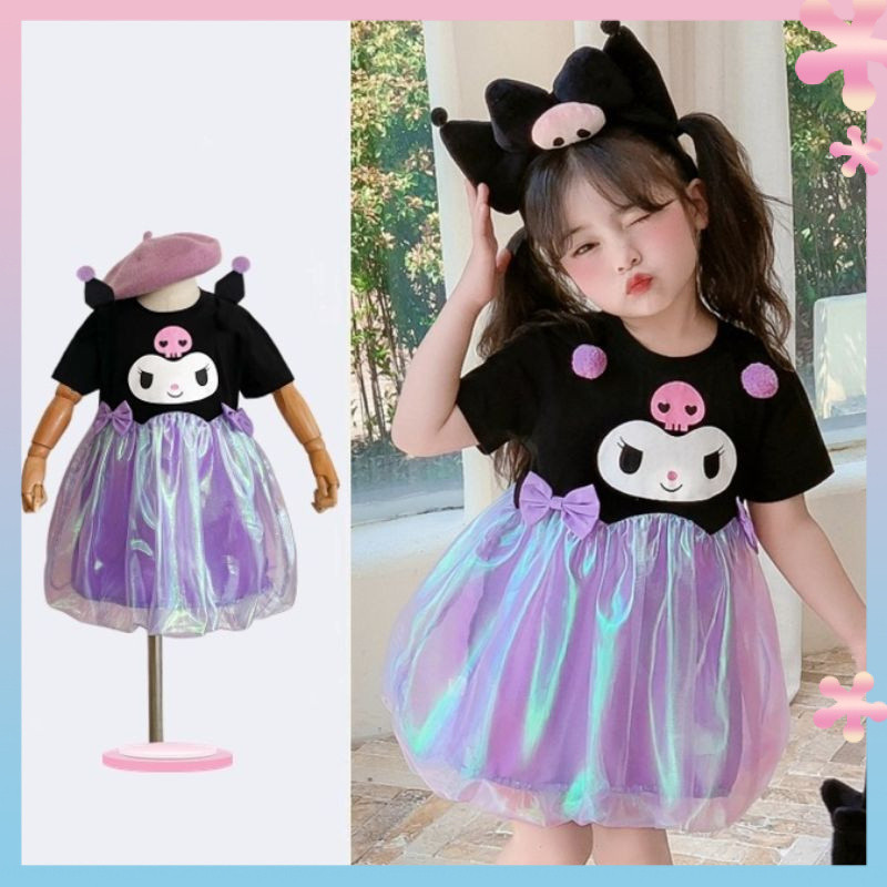 Children's Cute Cartoon Stitching PettiskirtinsSummer Girls' Baby Clow M Stereo Ears Dress Tide