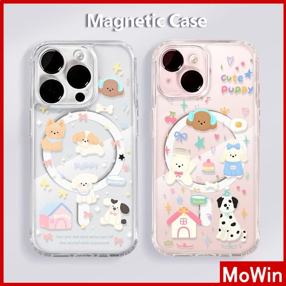 Mowin - สำหรับ iPhone 15 PRO MAX เคส iPhone 11 เสริมสร้างแม่เหล็กอะคริลิคใสกระดานแข็ง TPU กรอบนุ่มกันกระแทก สุนัขพันธุ์ดัลเมเชี่ยนสีสันสดใสน่ารัก iPhone 14 13 12 Pro Max XR XS 7 8Plus