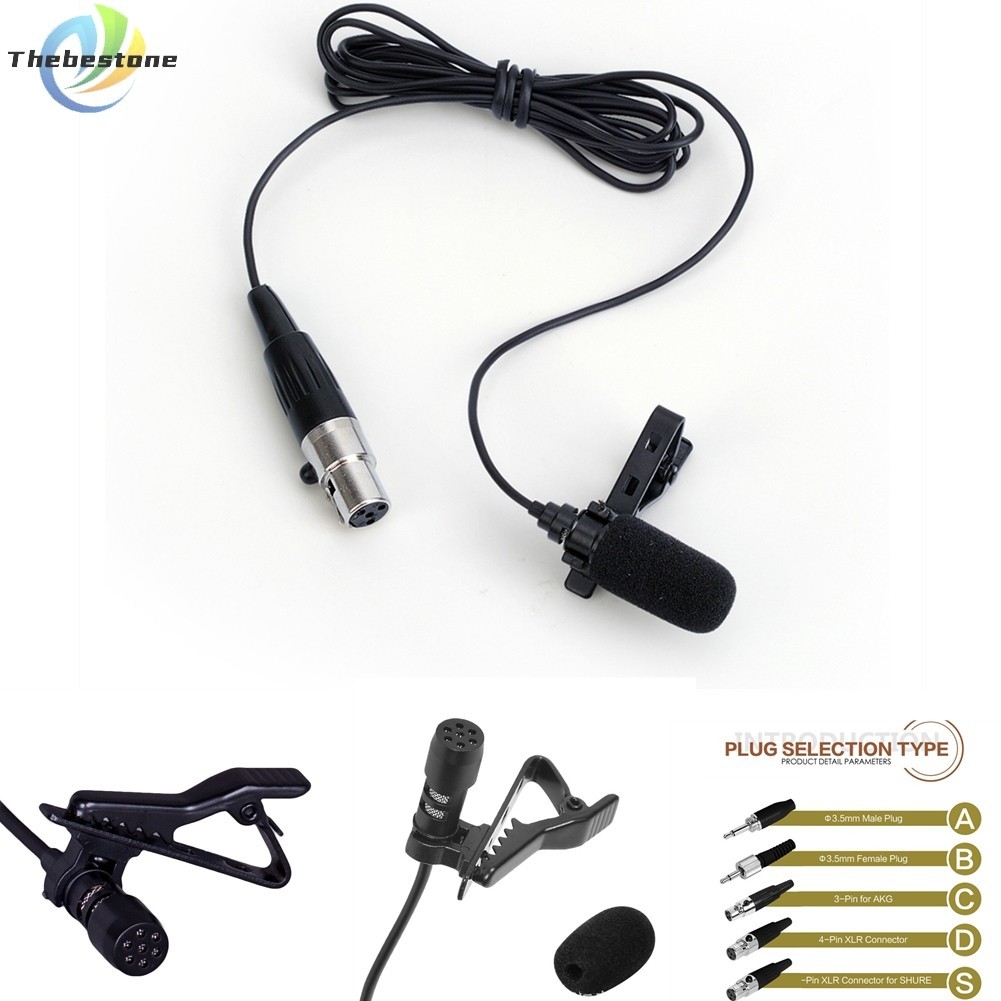 [Thebest 0717] ไมโครโฟนปกแบบหนีบเสื้อสีดํา 3.5 มม. XLR 3 พิน XLR 4 พินสําหรับไร้สาย