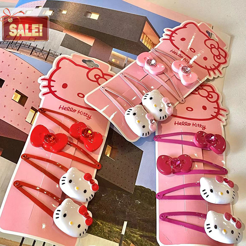 Bl Sanrio Kawaii Hairpin สีชมพู Hello Kitty BB คลิปหวานน่ารักแมวกิ๊บZircon Bow Bangsคลิปสาวสําหรับสาวอุปกรณ์เสริมผมA