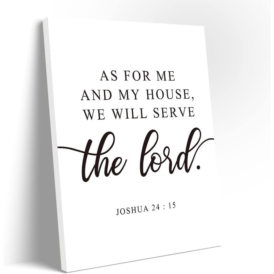 1 Piece Poster Inspirational Christian Canvas Wall Art Decor Motivational Joshua 24:15 as for Me and