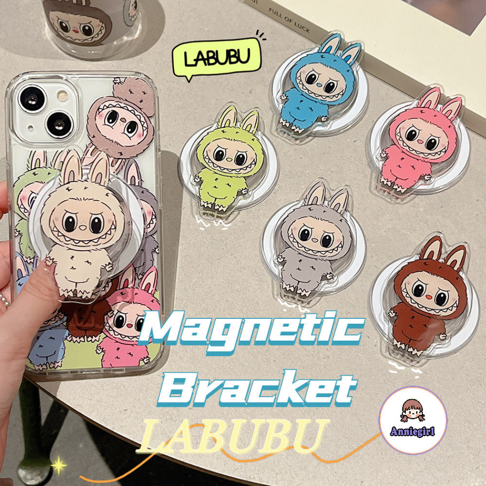 น่ารักการ์ตูน Labubu วงเล็บแม่เหล็กสําหรับ Iphone ถุงลมนิรภัยโทรศัพท์ Grip Universal พับ GripTok Lazy Desktop Phone Bracket ที่ถอดออกได้