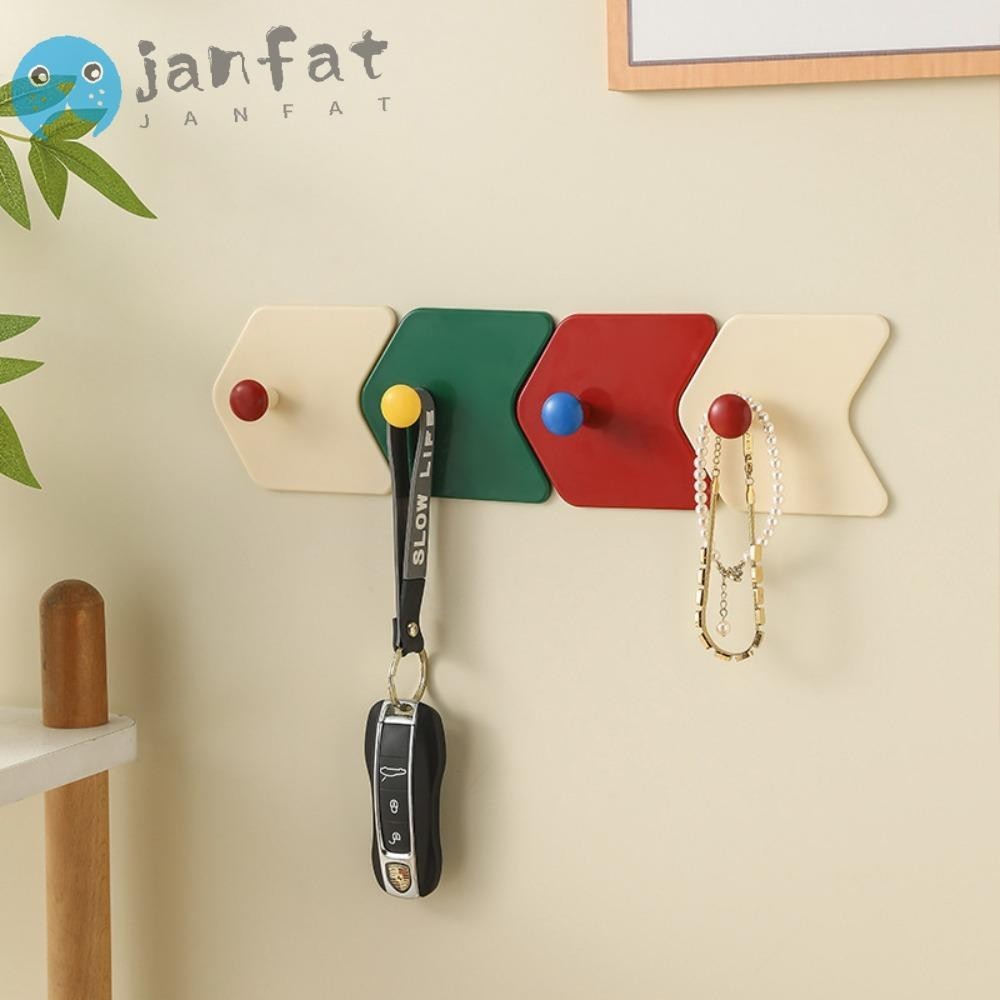 【⚡เวลาจำกัดราคาต่ำ】Janfat 3 ชิ้น/เซ็ตตะขอกาวที่แข็งแกร่ง, ตะขอแขวนประตูแบบไม่ต้องเจาะแบบมีกาวในตัว, ที่ใส่กระเป๋ากุญแจอเนกประสงค์รูปทรงลูกศร Dopamine Porch