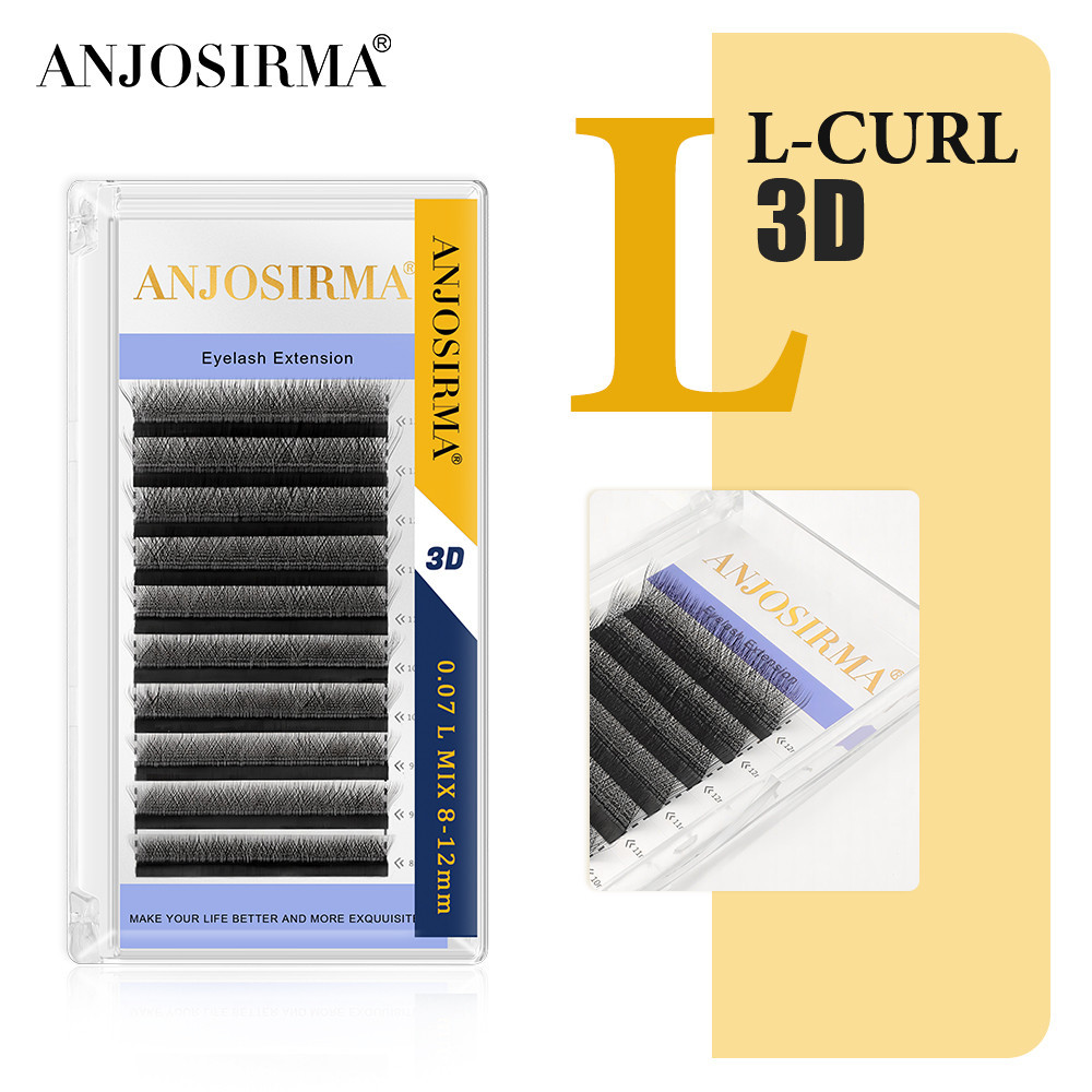 Anjosirma 3D W-Shape L Curly ขนตานุ่มธรรมชาติขยายพรีเมี่ยม Full Dense ปริมาณขนตาปลอม