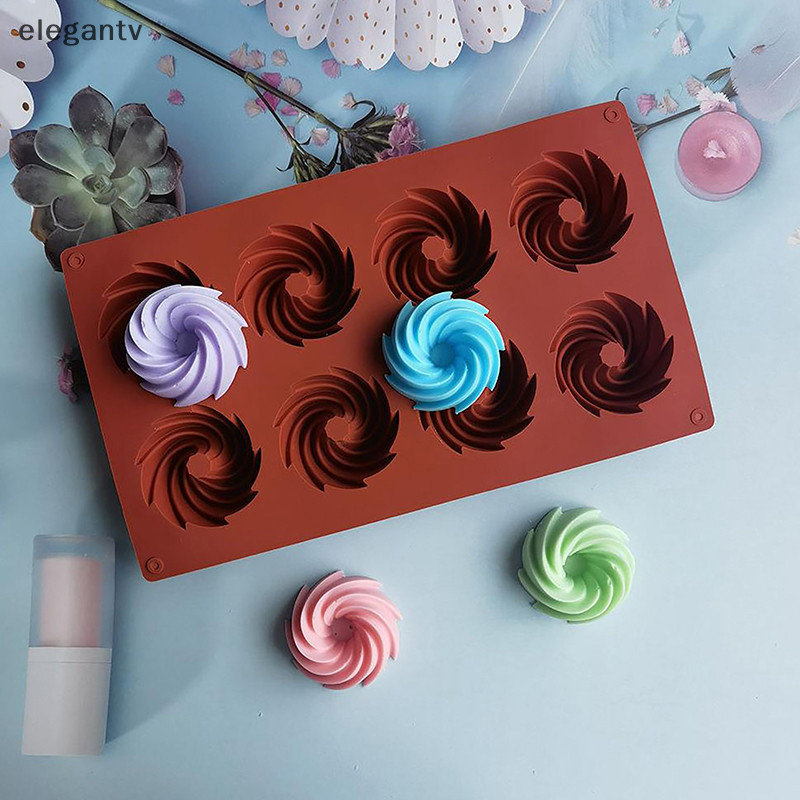 Egn 8 Cavity 59 มม.เกลียวซิลิโคนแม่พิมพ์สําหรับอบเค้ก Pan Jelly ทําเครื่องมือขนมมูส Decorag Mould แฟนซี Donut N