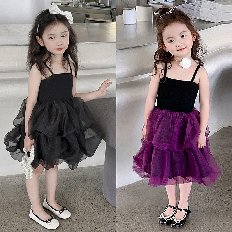 สาวน้อยฤดูร้อนเวอร์ชั่นเกาหลีแขวนตาข่ายเค้กพองกระโปรงชุดเจ้าหญิงแฟชั่น