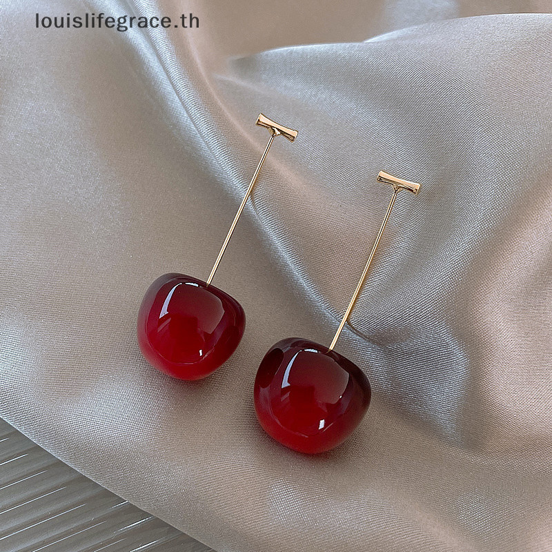 Lgth น่ารักเชอร์รี่ผลไม้ Drop Dangle ต่างหูแฟชั่นหวาน Cherry จี้ต่างหูผู้หญิงงานแต่งงานเครื่องประดับอุปกรณ์เสริม HOT