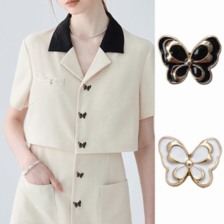 10 ชิ้น/เซ็ตหรูหราผีเสื้อรูปร่างปุ่มโลหะเสื้อผู้หญิงถักจัมเป…