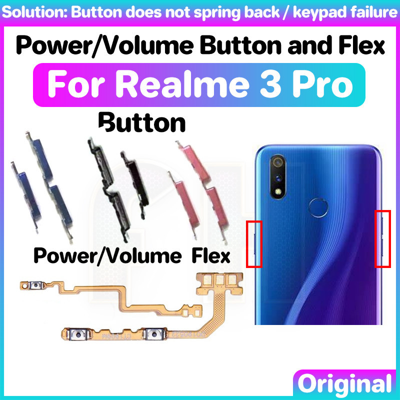 ปุ่มปรับระดับเสียงไฟ Flex สําหรับ OPPO Realme 3 pro realme3 pro สวิตช์กุญแจด้านข้าง Power ON OFF Key Mute Volume ปุ่มควบคุมริบบิ้น Flex Cable