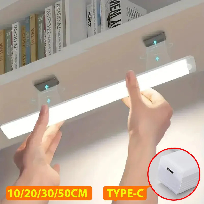 โคมไฟ LED อัจฉริยะ ไร้สาย เซนเซอร์จับการเคลื่อนไหว ชาร์จ USB TYPE-C สีสดใส สําหรับติดตู้เสื้อผ้า
