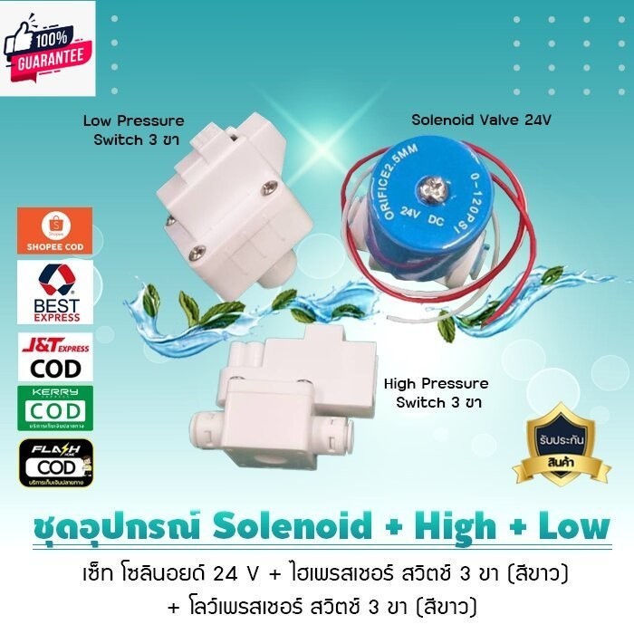 ชุดอุปกรณ์ Solenoid+High+Low Pressure Switch 3 ขา 9WAREE