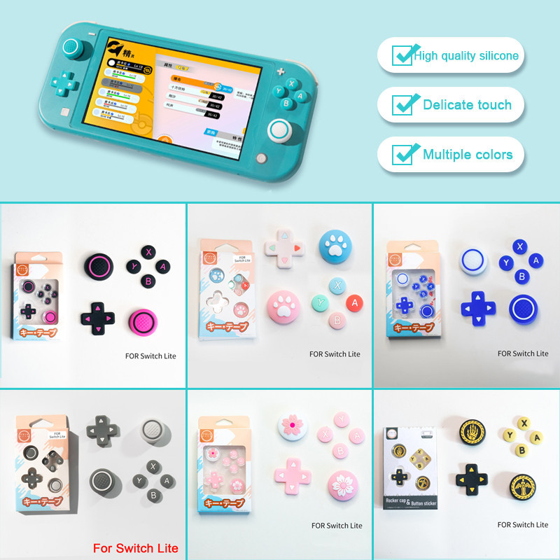 ชุดสติ๊กเกอร์ปุ่มหมวกโยกซิลิโคน ABXY สําหรับ funda switch lite จอยสติ๊กหมวก Cross Direction ฝาครอบป้องกันอุปกรณ์เสริมเกม