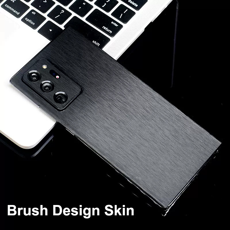 แปรงโลหะออกแบบสติกเกอร์สําหรับ Samsung Galaxy Note 20 Ultra 10 Plus 9 S24 S23 S22 Ultra Back Screen Protector ฟิล์ม PVC Skin Wrap