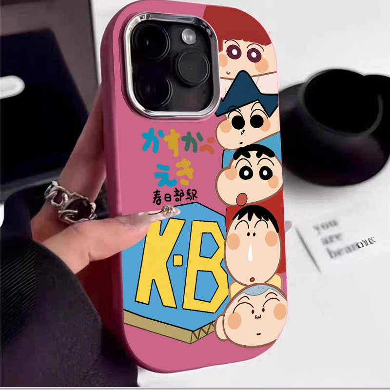 เคสโทรศัพท์มือถือทรงกลมลายการ์ตูน Crayon Shan-chin 10 ไอโฟน11 For iPhone12 13 14 15Pro MAX X XS XR XS 7 8Plus SE2020