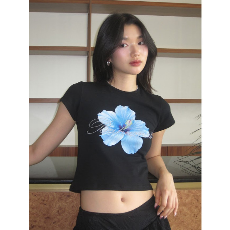 Nuziro Baby Tee - แฟชั่นฤดูร้อนใหม่พิมพ์เสื้อยืดแขนสั้นสำหรับสุภาพสตรี #C007