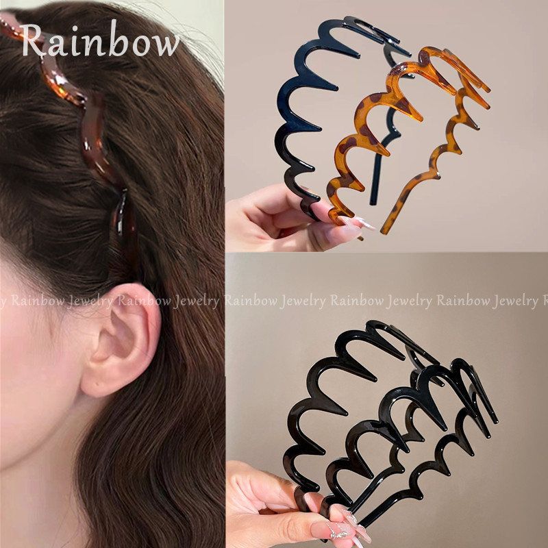 [สีรุ้ง] ที่คาดผมหยัก! หวาน ใหม่ ล้างหน้า ไม่สะดุด เนื้อฟู หวีซี่ฟัน ที่คาดผมดีไซน์กันลื่น