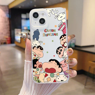 COD-ในไทย🔥เคส เครยอนชินจัง น่ารัก ท่านอนต่างๆ สำหรับ iPhone 7 8 X 11 12 13 14 15 TPU เคสใสไอโฟน น้ำค้างแข็งเคส Unisex