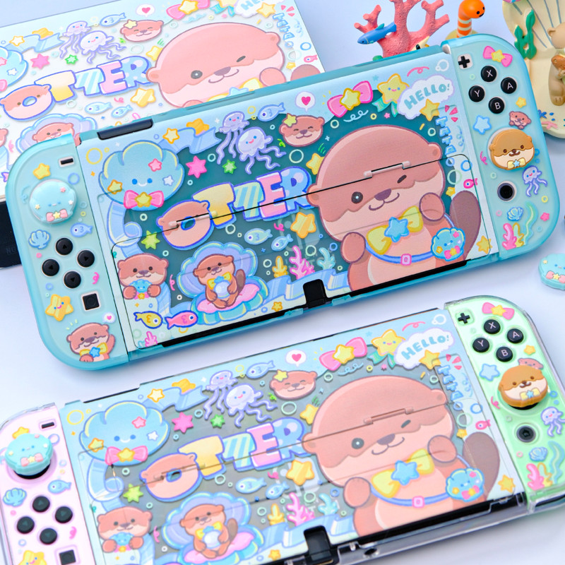 ชุดป้องกัน Nintendo Switch, เคส, เคส, เคสฐาน, เหมาะสําหรับ OLED/V1V2, ธีมนากมหาสมุทรน่ารัก