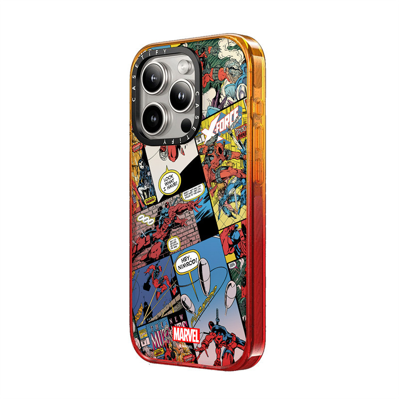 Casetify X การ์ตูน Collage กรณีพีช Haze คอลเลกชันสีอะคริลิคใสกลับ TPU Edge กรณีเคสโทรศัพท์ Impact สําหรับ Apple IPhone 12 13 14 15 Pro Max พร้อมกล่อง