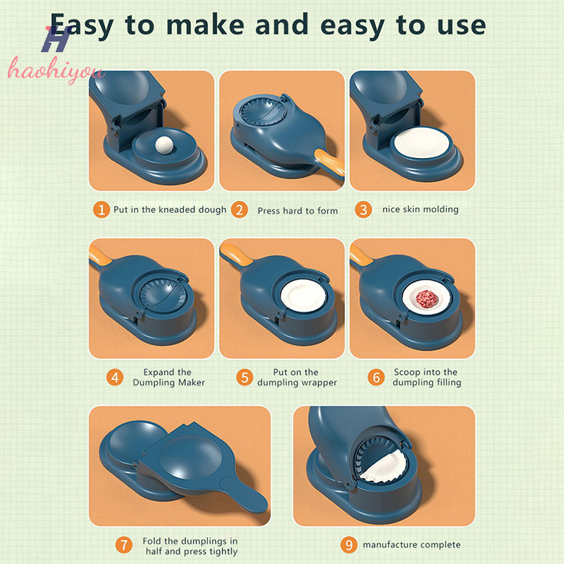 <haohiyou> 2 In1 Dumpling Maker DIY Kit Wrapper Presser คู่มือประหยัดแรงงาน Ravioli Empanadas Dough Skin Molder เครื่อง Gadgets ครัว Nice