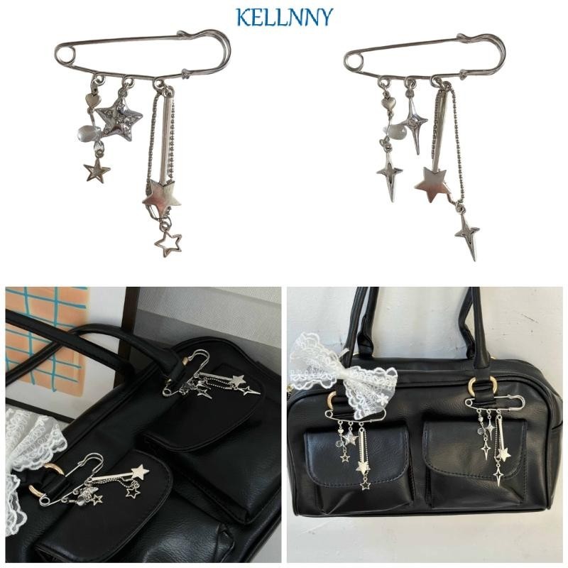 Kelln ที่ไม่ซ้ํากัน Pin Star Chain พวงกุญแจจี้น่ารักแขวนตกแต่งกระเป๋าจี้