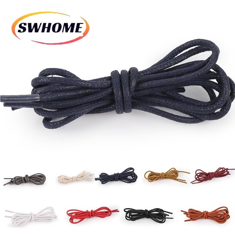 [SWHOME] เชือกผูกรองเท้าสีทึบแว็กซ์กลมรองเท้า Strings Boot Sport Shoe Laces Cord ในสต็อก