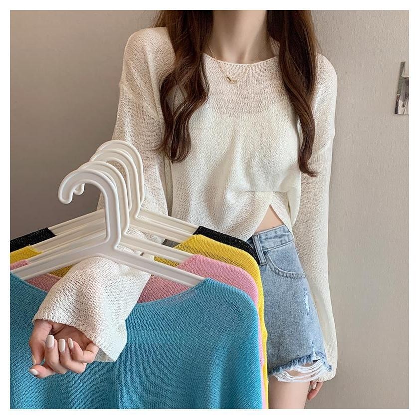 Chemise#เสื้อแขยาวไหมพรมบาง ซีทรู ใส่คลุมกันแดด ผ้านุ่มใส่สบายไม่ร้อน-พร้อมส่งจากไทย-รุ่น2137