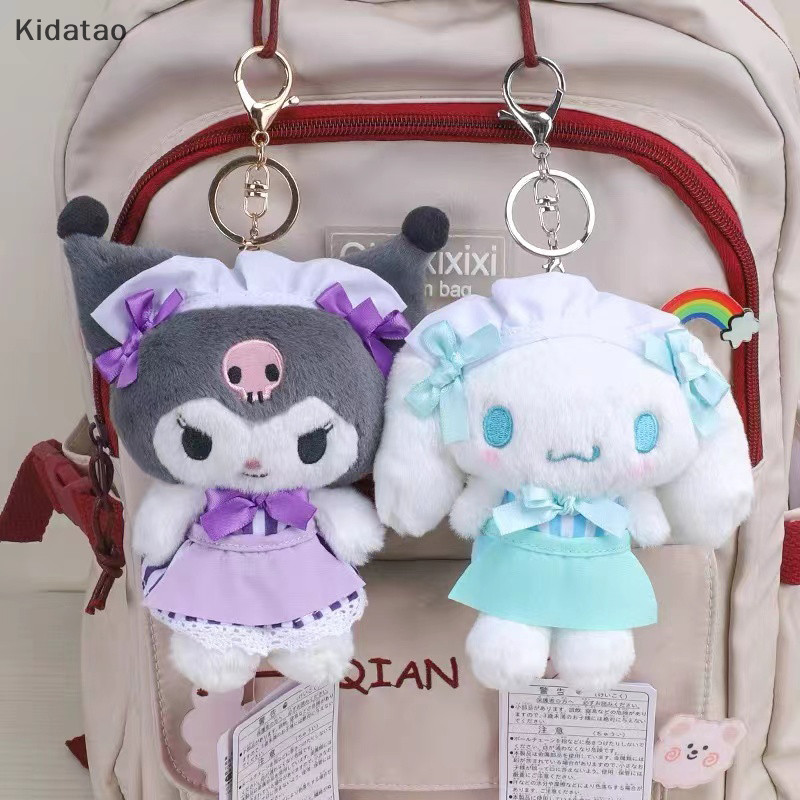 Kidatao Lolita Sanrio ของเล่นตุ๊กตาชุดแม่บ้าน Hello Kitty Kuromi Cinnamoroll Melody จี้ตุ๊กตาตุ๊กตาพวงกุญแจรถแหวนกระเป๋าตกแต่งใหม่