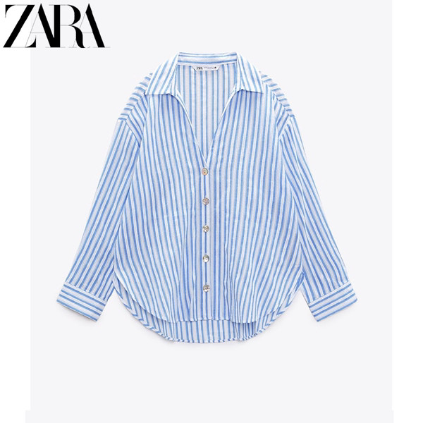 zara เสื้อเชิ้ต เสื้อ zara แท้ เว็บไซต์อย่างเป็นทางการของ ZARA ของแท้ใหม่แนวตั้งลูกไม้หลวมเสื้อเชิ้ต