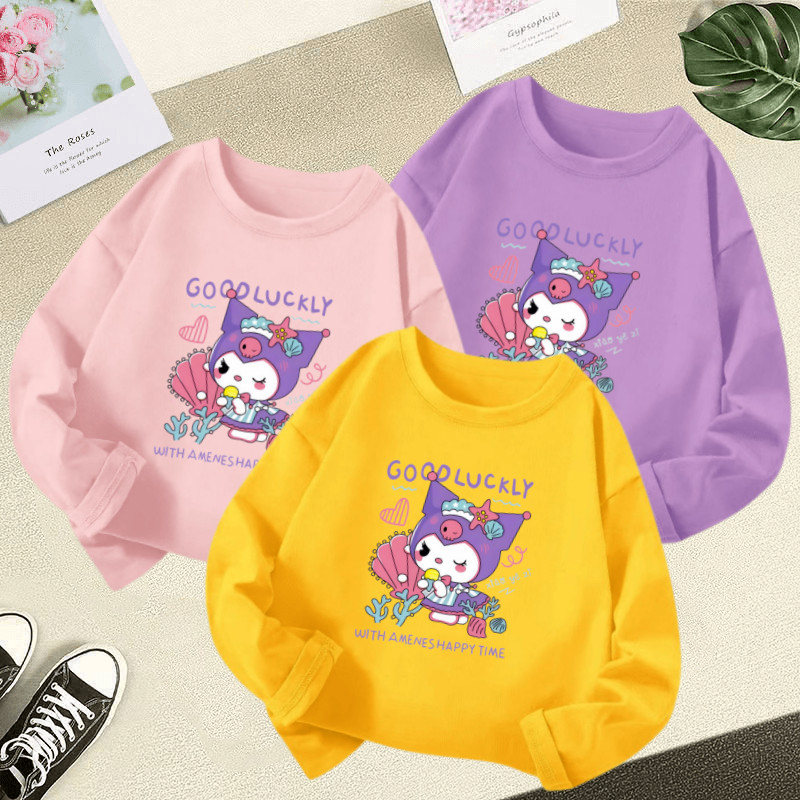 3-12ปีการ์ตูนน่ารัก ชาม พิมพ์เด็กชายและเด็กหญิงแขนยาวเสื้อยืดรอบคอสบายๆเด็กด้านบนอเนกประสงค์ฤดูร้อนเสื้อผ้าเด็ก เสื้อผู้หญิง-ที