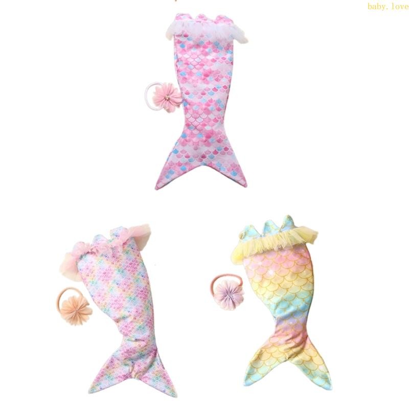 Blove * ทารกการถ่ายภาพ Prop แถบคาดศีรษะ Mermaids เครื่องแต่งกาย Jumpsuit เด็กถ่ายภาพสูท
