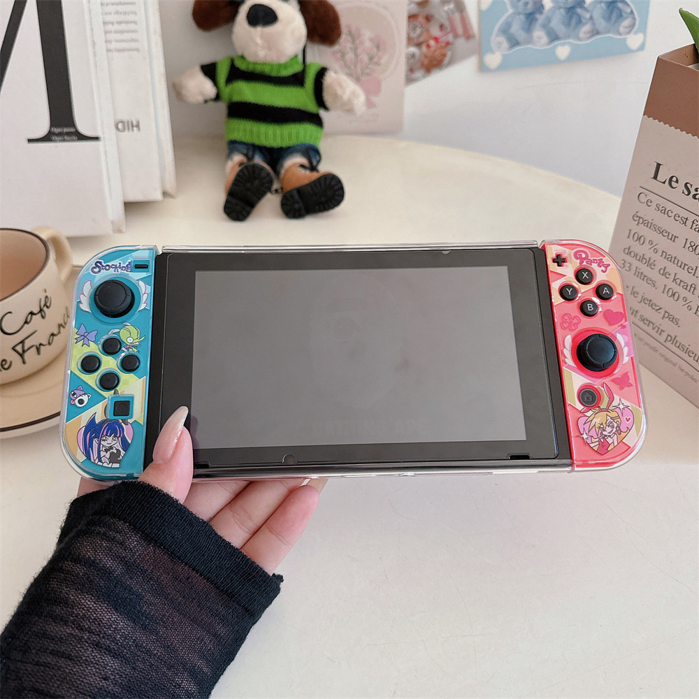 ใหม่น่ารักปกแข็งสําหรับ Nintendo Switch V2 V1 OLED กรณี DJ สไตล์สาวเต็มปลอกสีสัน NS เกมคอนโซลจับทาสีกล่องเก็บ Drop-proof Switch Shell