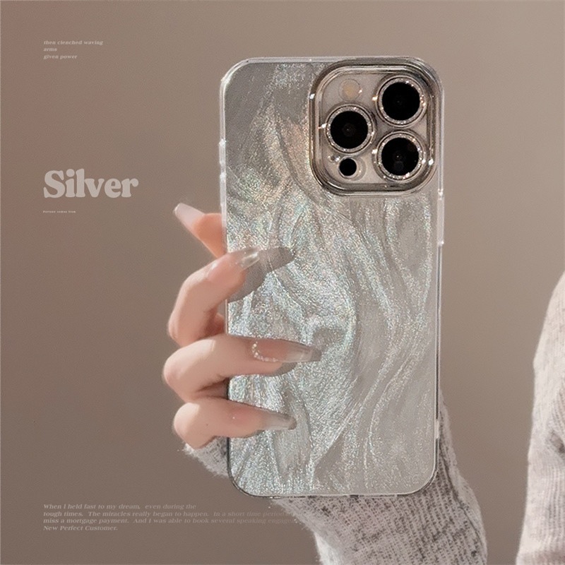 สีทึบเงินขนนกรูปร่างเคสโทรศัพท์เข้ากันได้สําหรับiphone15 15pro 15promax 14 14pro 14promax 13 13promax 12pro 12promax 11 11promaกันกระแทกกลับ
