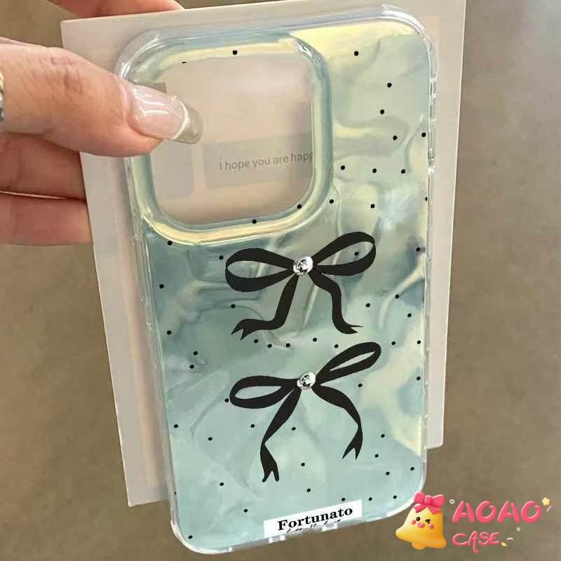 มิ้นต์สีเขียวโบกบอนต์อ่อนนุ่ม เคสไอโฟน 7Plus 11 13 15 14 12 Pro Max 8 15 Plus X XS XR Max SE 2022