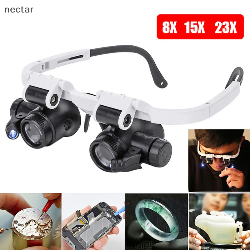 Tar 2022 8X/23X Double Eye LED โคมไฟแว่นขยายแว่นตาแว่นขยาย Loupe N