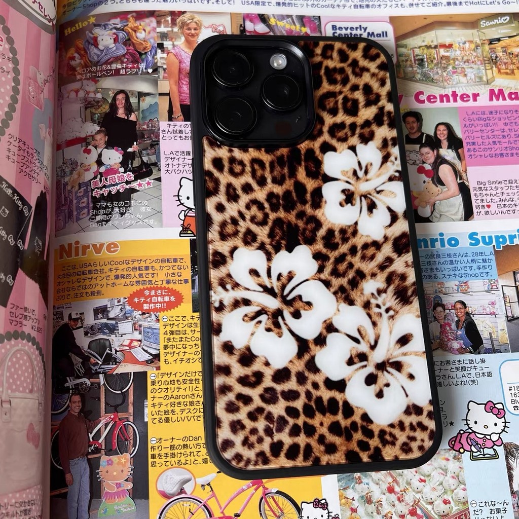 เคสโทรศัพท์สำหรับ iPhone x XS XR xsmax 11 12 13 14 15 16 Pro Max PLUS INS ลายเสือดาวดอกไม้ขอบนุ่มกลับแข็งเคสซิลิโคนเคสกันกระแทกเคส clxz