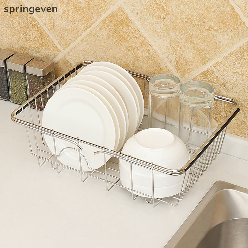 [springeven] ปรับ Over Sink จานราวตากผ้าสแตนเลสห้องครัวชั้นวางท่อระบายน้ํากันสนิมสําหรับกระทะชามจานจานแก้วสต็อกใหม่